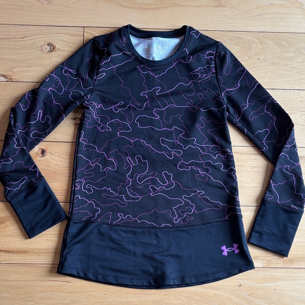 Girls Size L Under Armour Black Shirt with Purple Accents